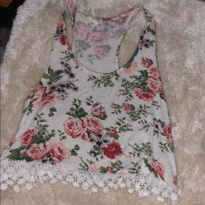 Floral top with lace flowers